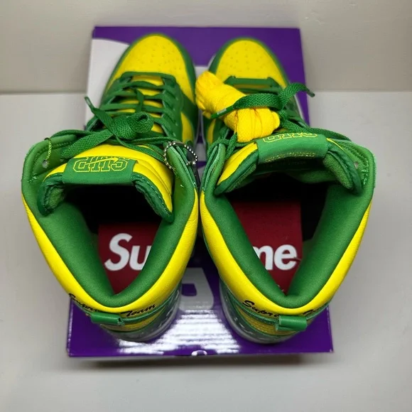 NWT 2022 SUPREME x NIKE SB DUNK HIGH “BY ANY MEANS NECESSARY” BRAZIL MENS SZ 10